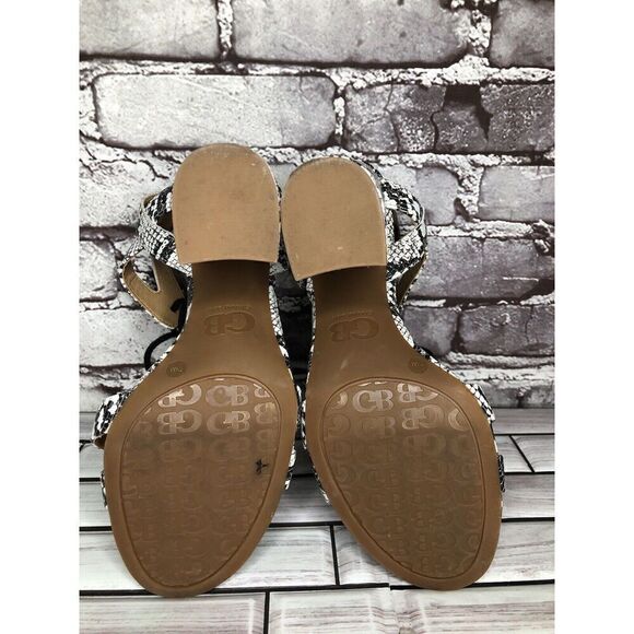 Gianni Bini After Hours White Black Snake Lace Block Heel Sandals Women Sz 7.5M - Picture 11 of 16